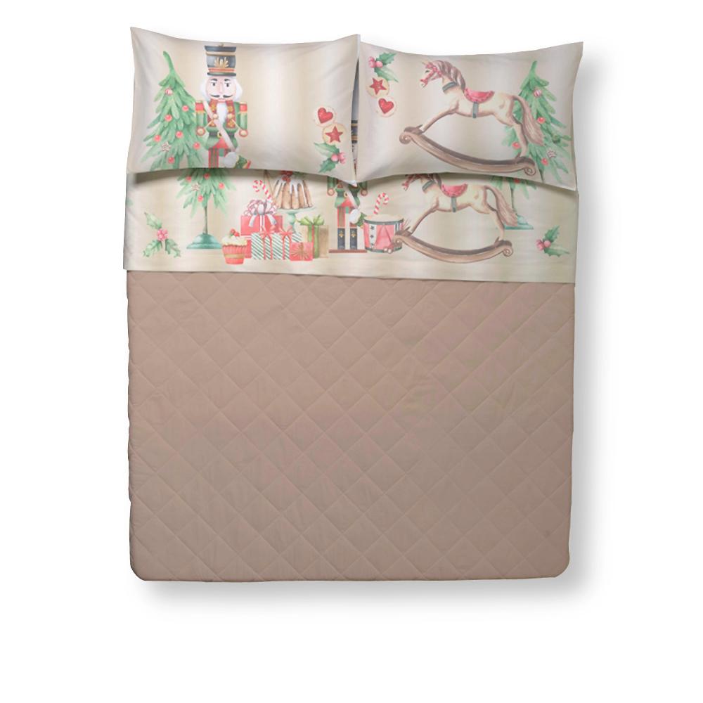 QVC Ferò Completo letto Noel in 100% cotone 300TC con stampa digitale