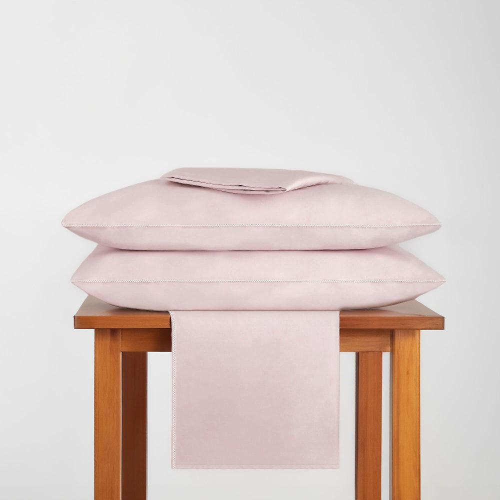 QVC Ferò Completo letto Perle raso di cotone 300TC con perline applicate