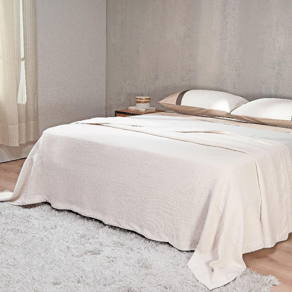 QVC Ferò Copriletto in jacquard di cotone con bordo in percalle