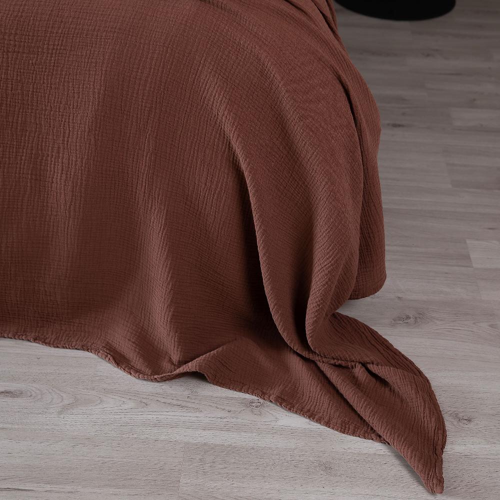 QVC Ferò Copriletto Polinesia 100% Cotone Doppia Garza Tinto In Capo