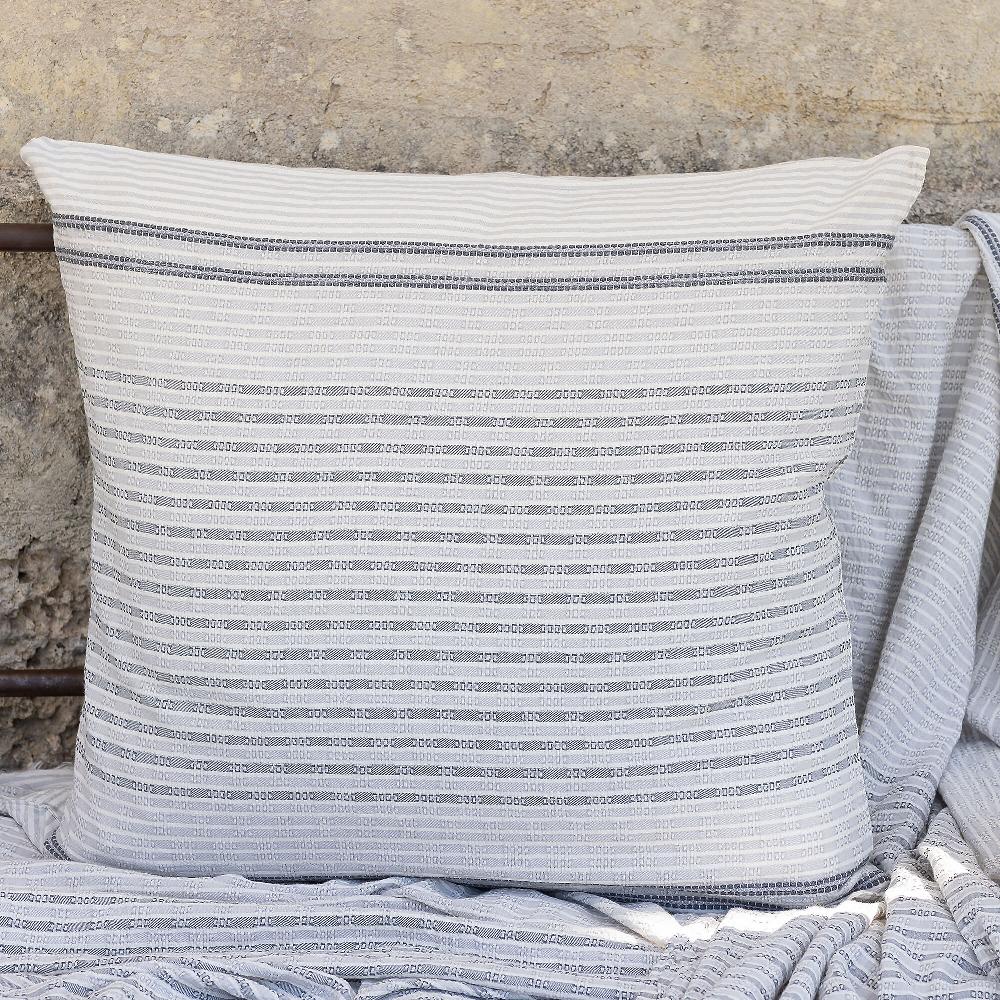 QVC Ferò Federa Arredo 45x45 Motivo Righe Ricamo Jacquard