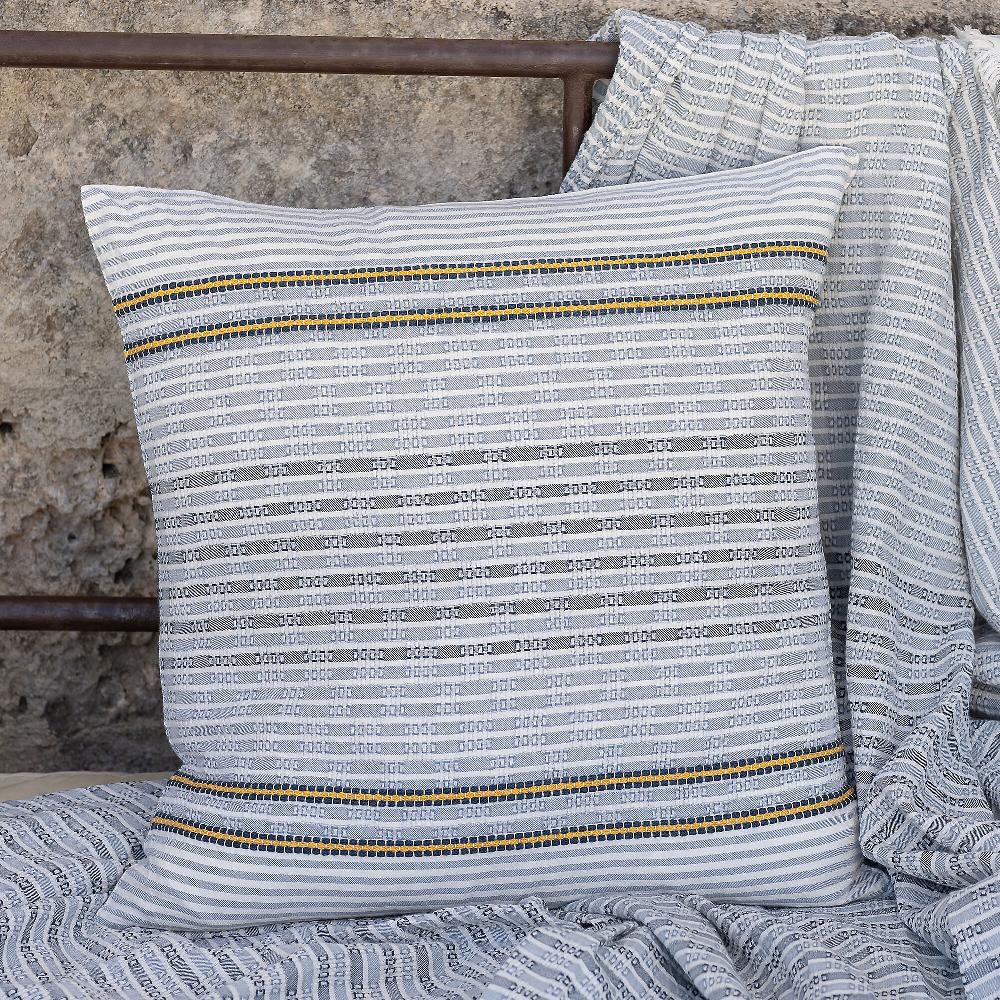 QVC Ferò Federa arredo 65x65 motivo righe ricamo jacquard