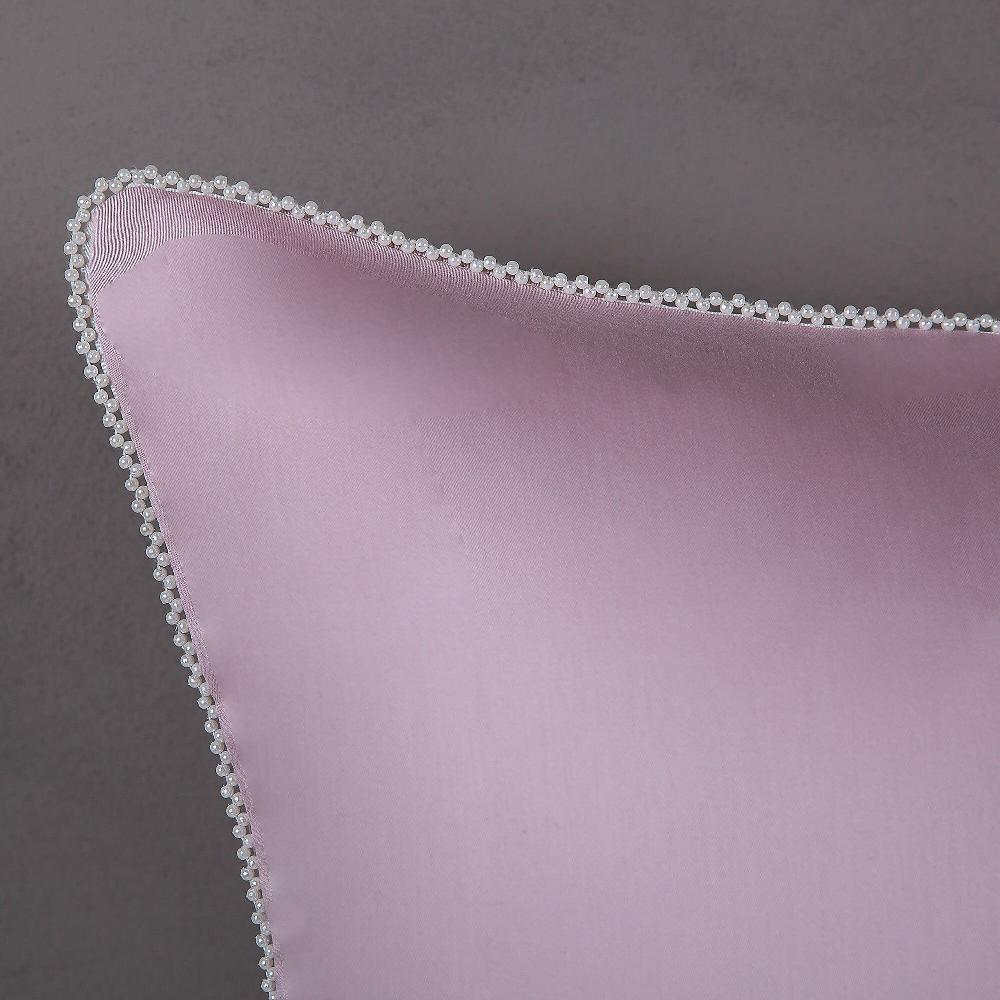 QVC Ferò Federa arredo Perle 65x65cm raso 300TC con perline applicate