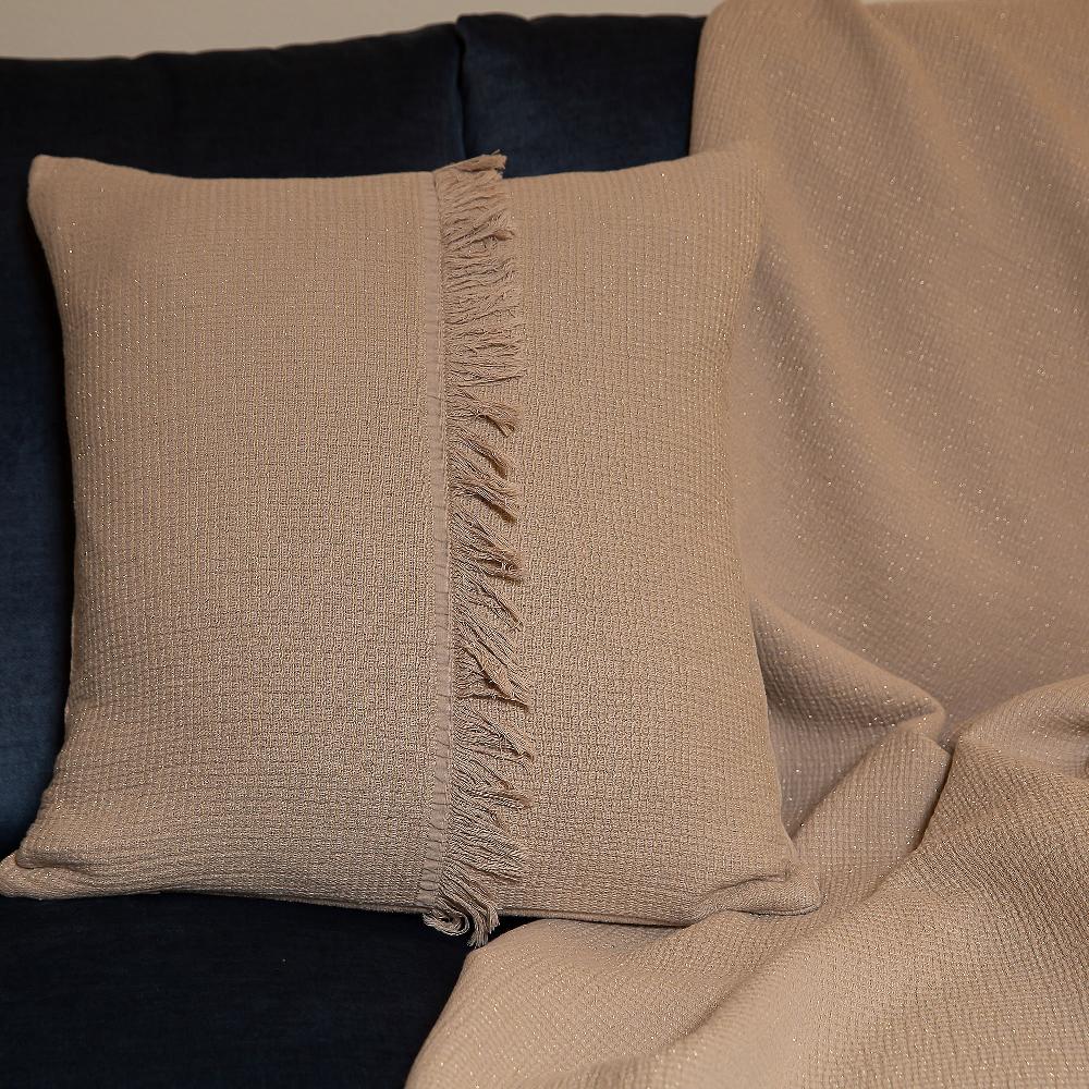 QVC Ferò Federa arredo Star in cotone e metallica con frange 45x45cm