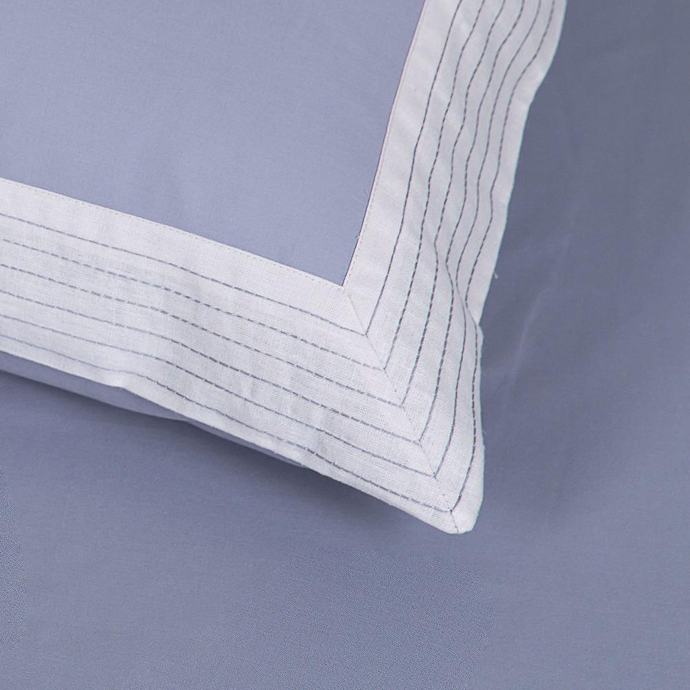 QVC Ferò Federa Lounge in percalle con bordo misto lino ricamato