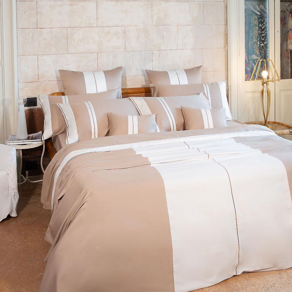 QVC Ferò Felicità Completo Letto Matrimoniale In Raso Con Bordi A Contrasto E Bourdon