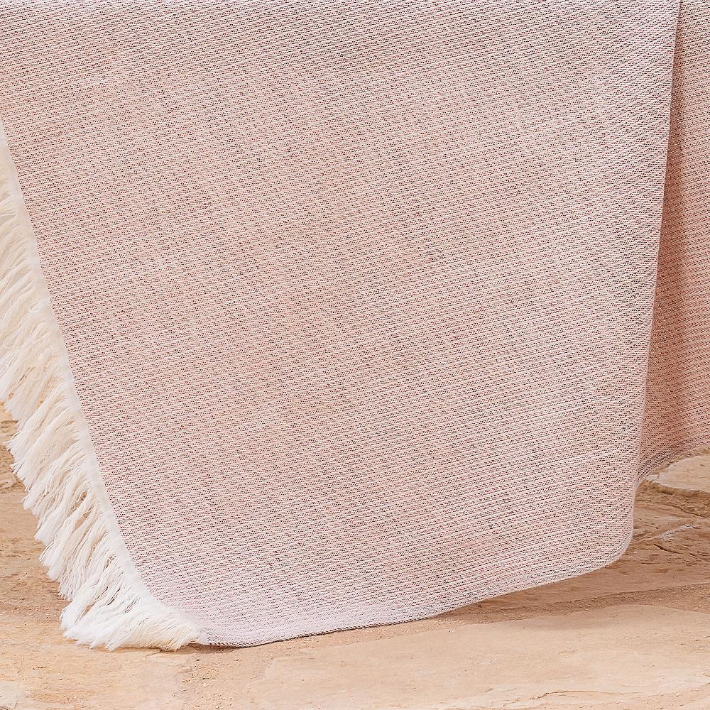 QVC Ferò Foutà In Lino/cotone Jacquard A Righine Con Frange 90x190cm