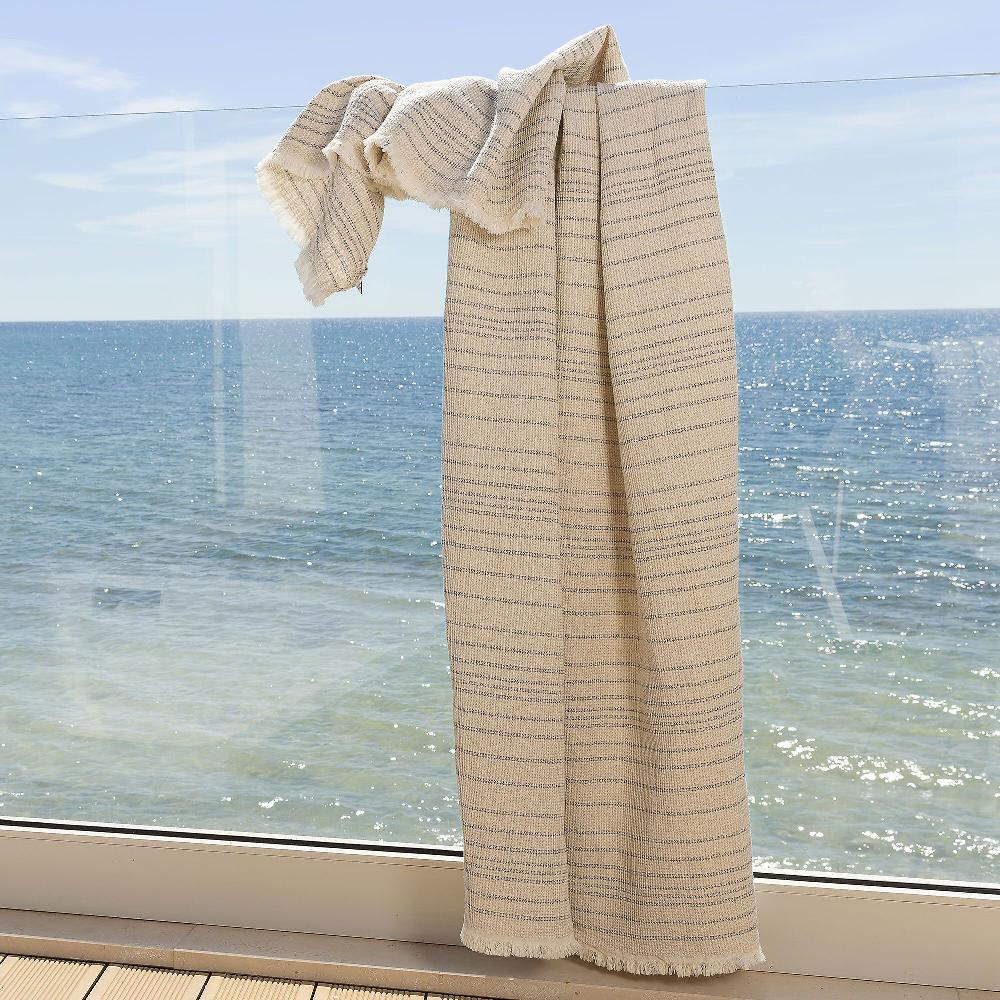 QVC Ferò Foutà Platinum misto lino jacquard a righine 140x180cm