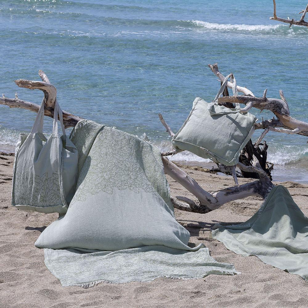 QVC Ferò Foutà Telo Mare Marea Lino/cotone Jacquard Tinto In Filo Con Frange Sui Lati