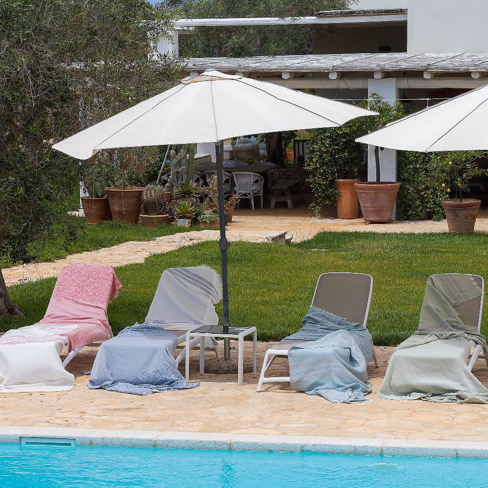 QVC Ferò Foutà Telo Mare Marea Lino/cotone Jacquard Tinto In Filo Con Frange Sui Lati