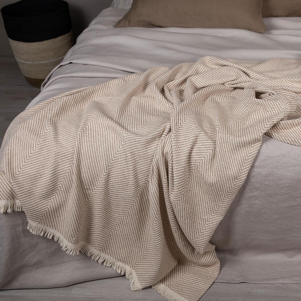 QVC Ferò Nettuno Plaid in cotone cardato motivo chevron