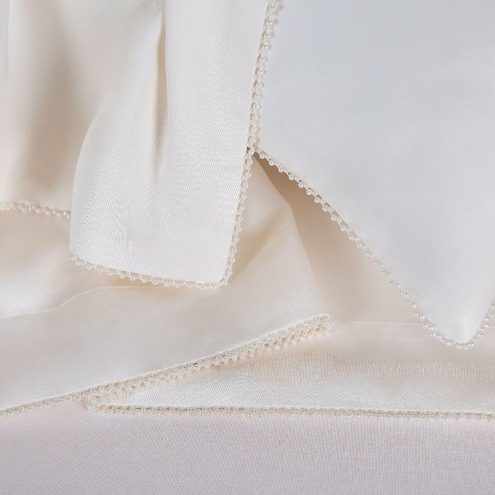 QVC Ferò Parure Copr. Perle Raso Di Cotone 300TC Con Perline Applicate