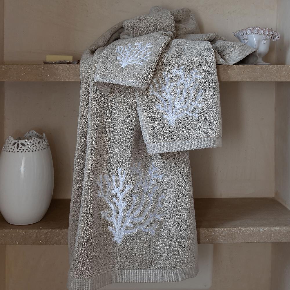 QVC Ferò Set 3 asciugamani in spugna Zero Twist 550g/mq con ricamo