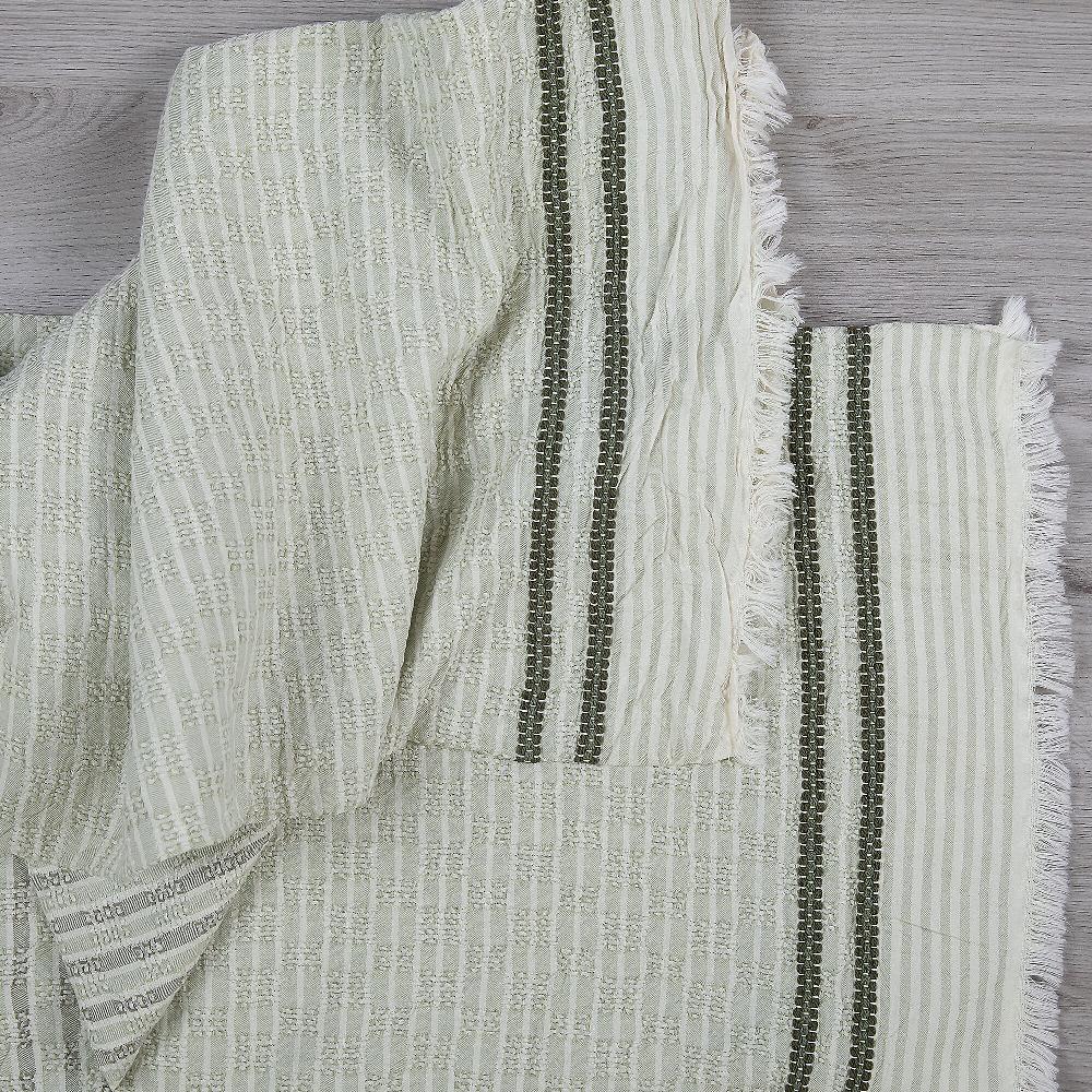 QVC Ferò Telo Arredo Tropea 100% Cotone Motivo Righe Ricamo Jacquard