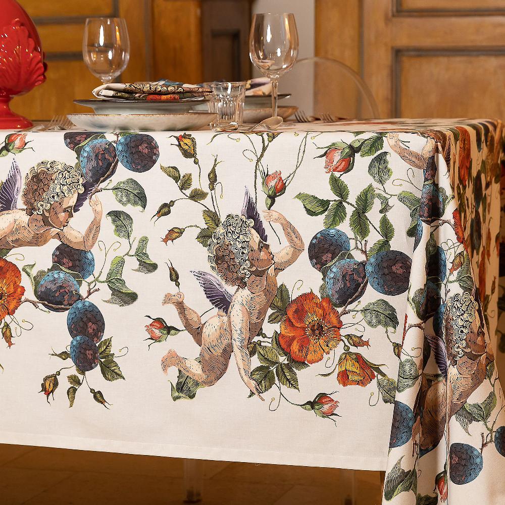 QVC Ferò Tovaglia Convivio In Cotone Idro-oleo Repellente Con Stampa