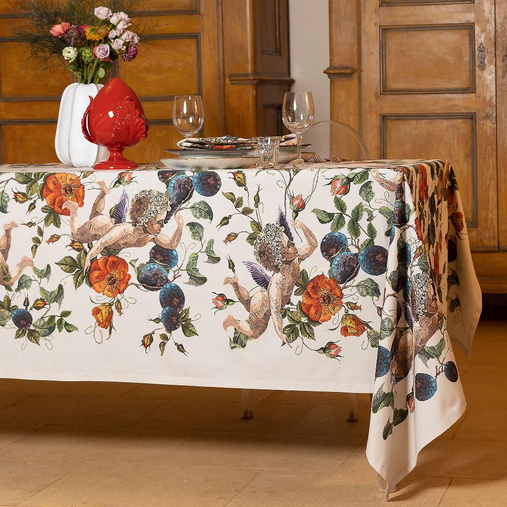 QVC Ferò Tovaglia Convivio in cotone idro-oleo repellente con stampa