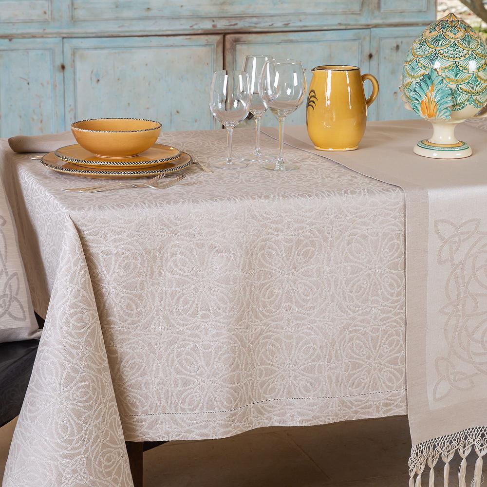 QVC Ferò Tovaglia Rettangolare Apulia In Lino E Cotone Jacquard