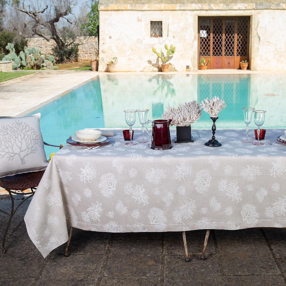 QVC Ferò Tovaglia rettangolare Apulia in lino e cotone jacquard