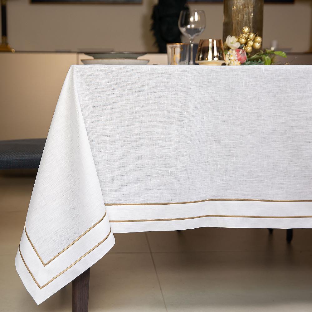 QVC Ferò Tovaglia Supreme In Puro Lino Con Doppio Bourdon