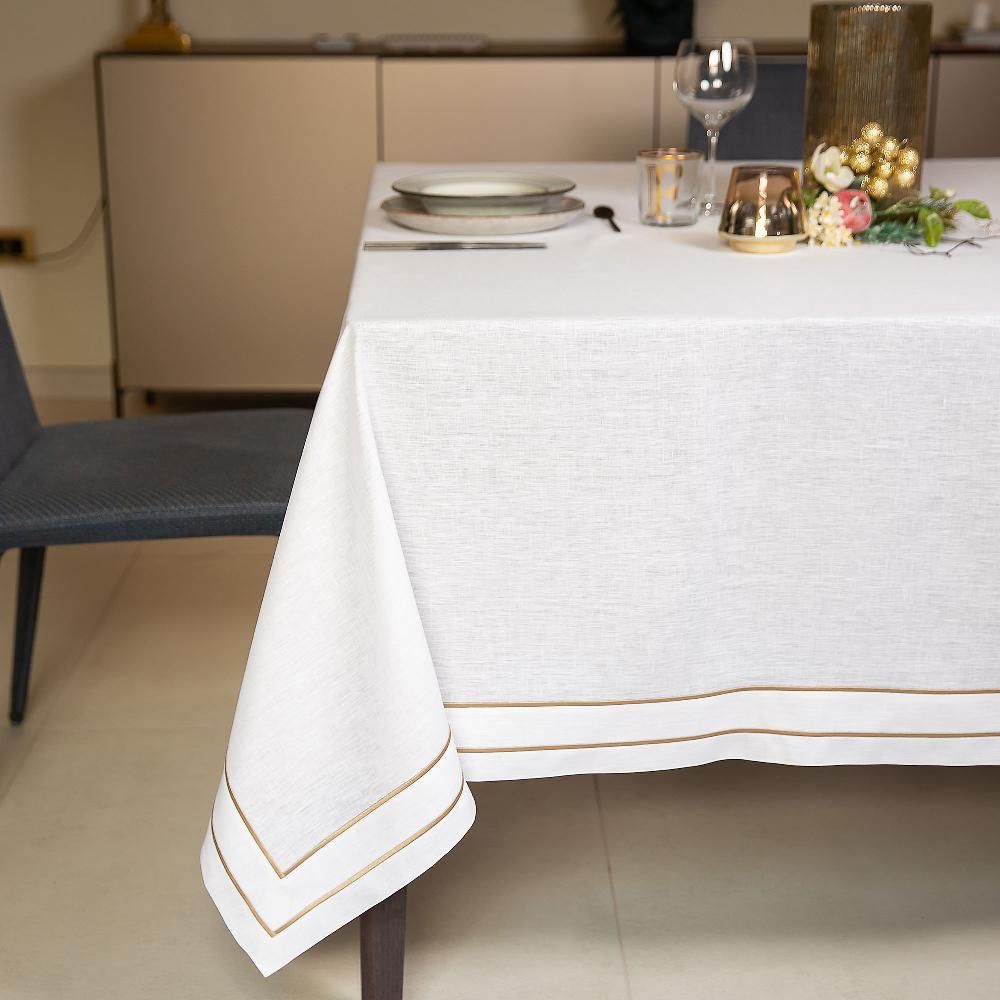 QVC Ferò Tovaglia Supreme in puro lino con doppio bourdon