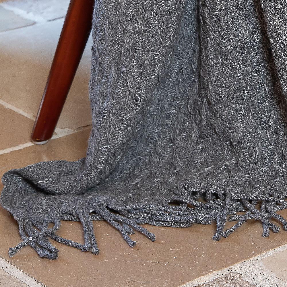 QVC Ferò Tricot Plaid Con Frange In Misto Lana 130x190 Cm