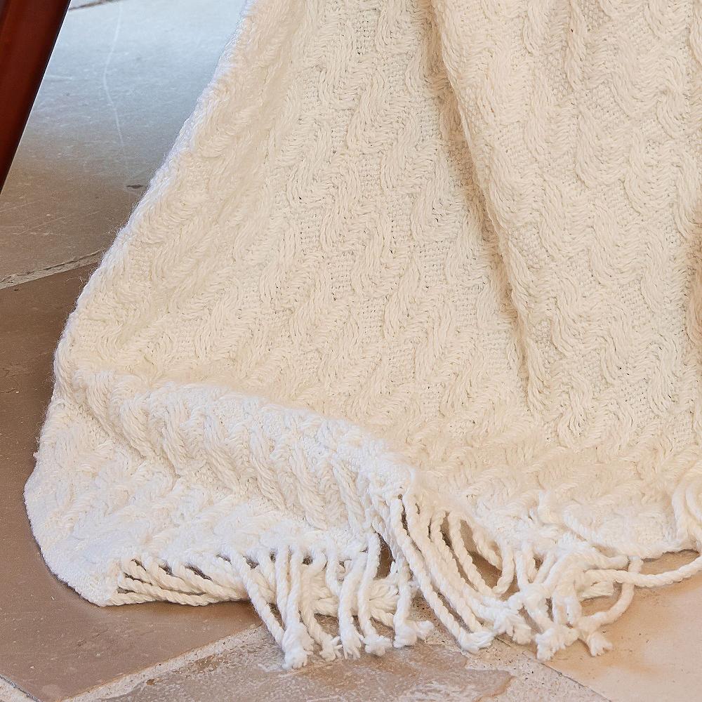 QVC Ferò Tricot Plaid Con Frange In Misto Lana 130x190 Cm