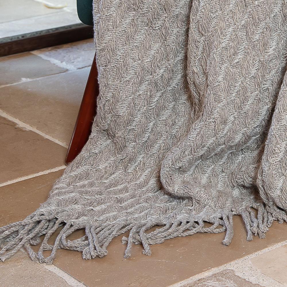 QVC Ferò Tricot Plaid Con Frange In Misto Lana 130x190 Cm