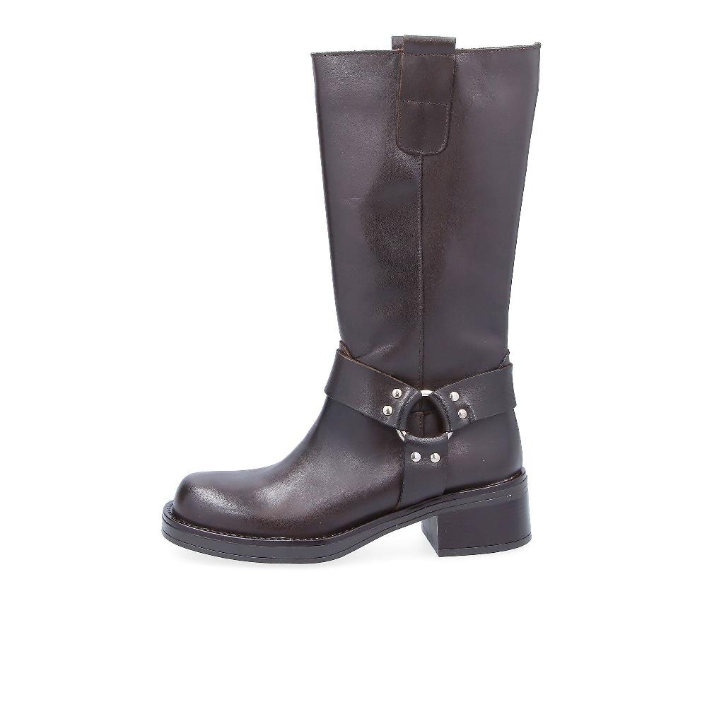 QVC Galieti Biker In Pelle Con Anello Laterale E Tacco 5 Cm