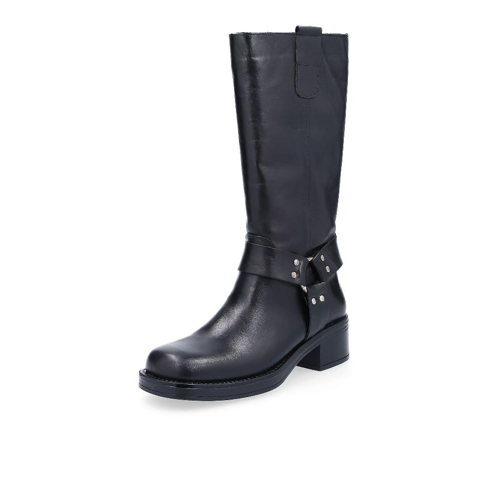 QVC Galieti Biker in pelle con anello laterale e tacco 5 cm