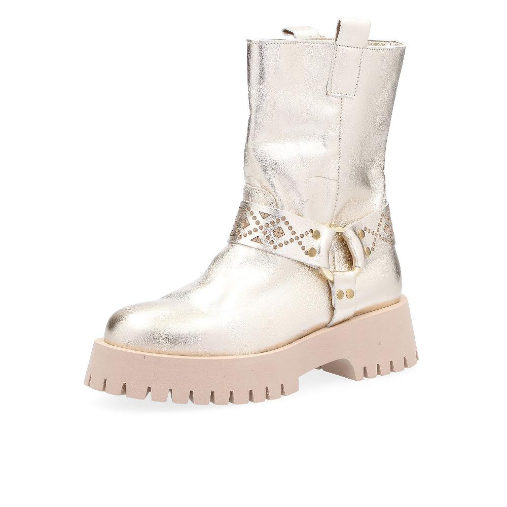 QVC Galieti Biker in pelle con cinturini e suola carrarmato 5 cm
