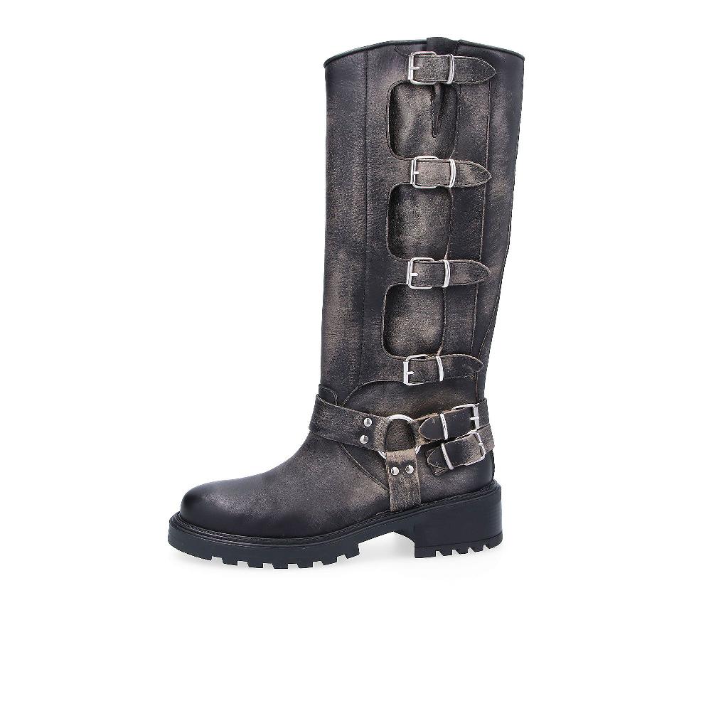 QVC Galieti Biker In Pelle Con Fibbie Decorative Tacco 4 5cm