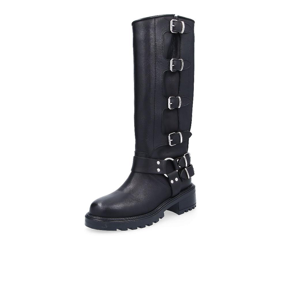 QVC Galieti Biker in pelle con fibbie decorative tacco 4 5cm
