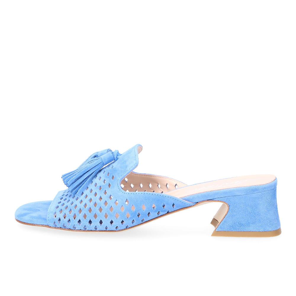 QVC Galieti Ciabattina In Pelle Scamosciata E Traforata Tacco 5 Cm