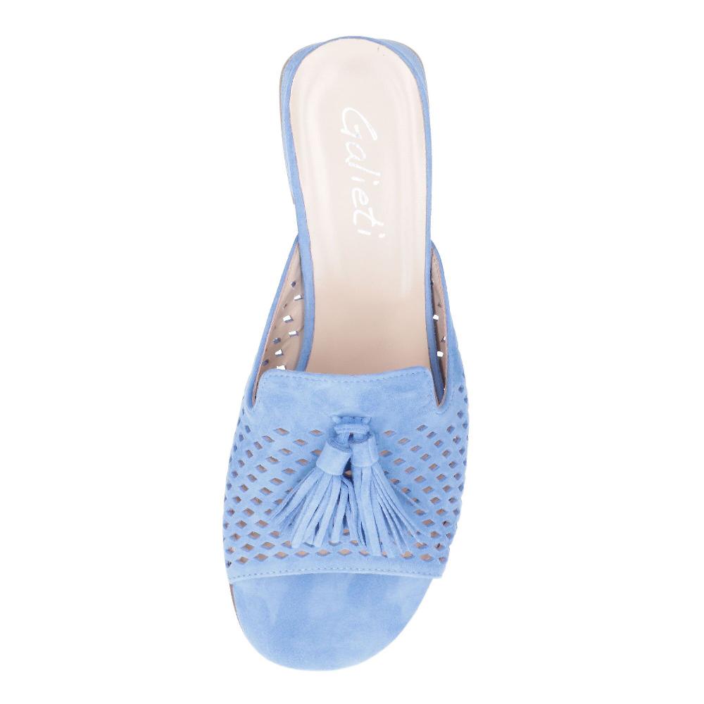 QVC Galieti Ciabattina In Pelle Scamosciata E Traforata Tacco 5 Cm