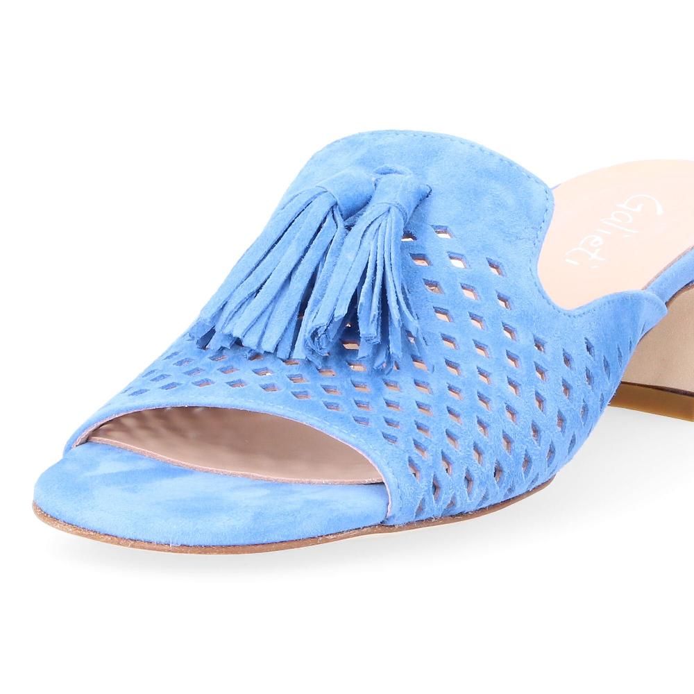 QVC Galieti Ciabattina In Pelle Scamosciata E Traforata Tacco 5 Cm