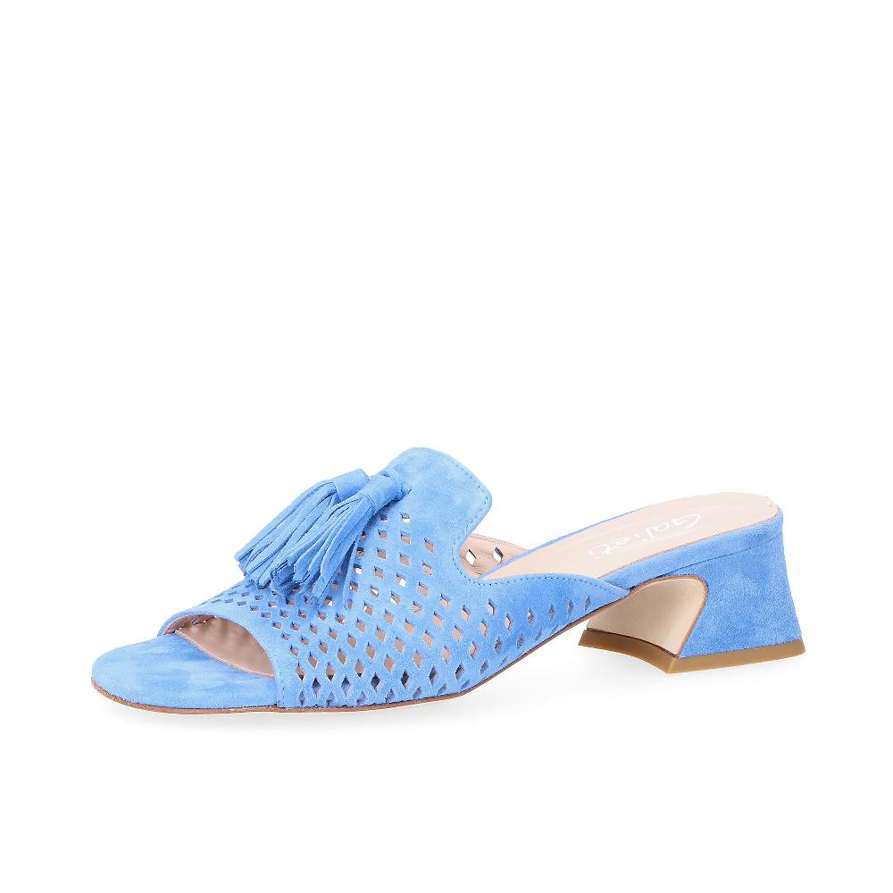 QVC Galieti Ciabattina in pelle scamosciata e traforata tacco 5 cm