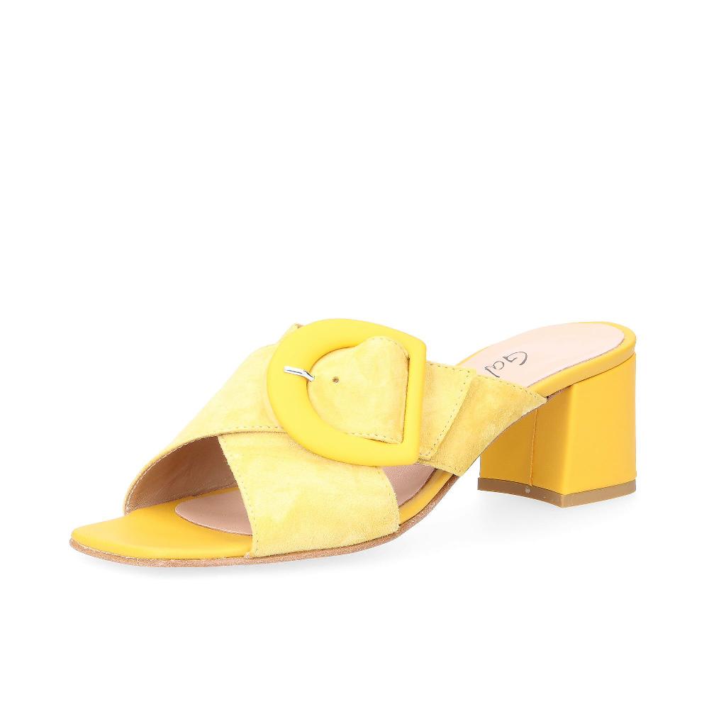 QVC Galieti Ciabattine in pelle con maxi fibbia tacco 6 cm