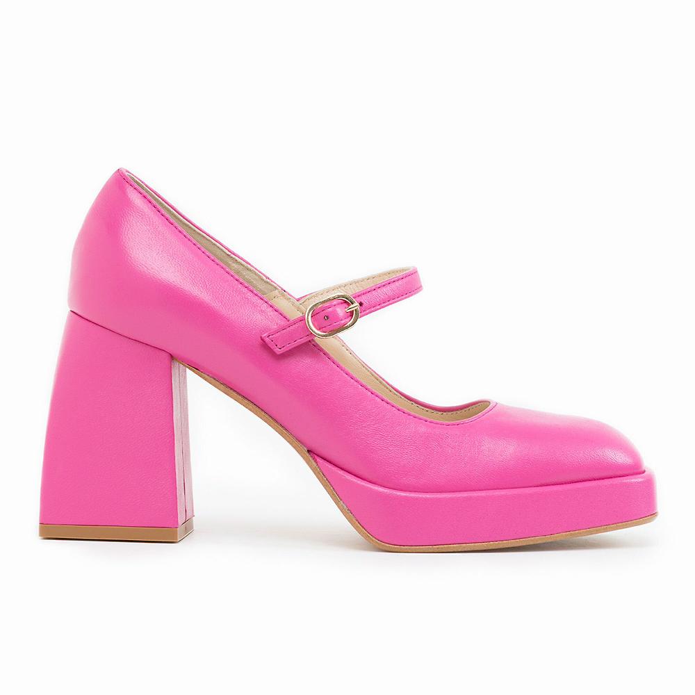QVC Galieti Mary Jane In Pelle Con Plateau Tacco 9 5cm