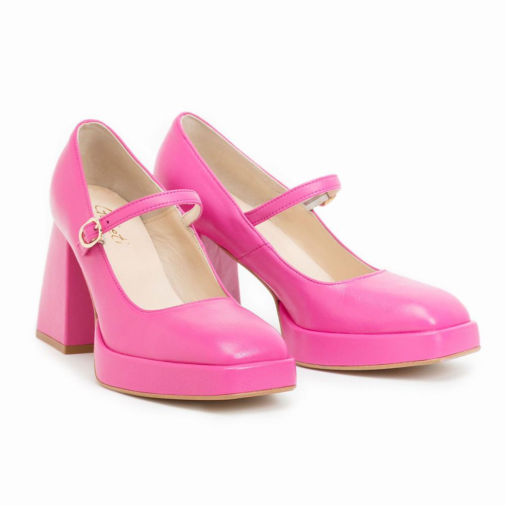 QVC Galieti Mary Jane In Pelle Con Plateau Tacco 9 5cm