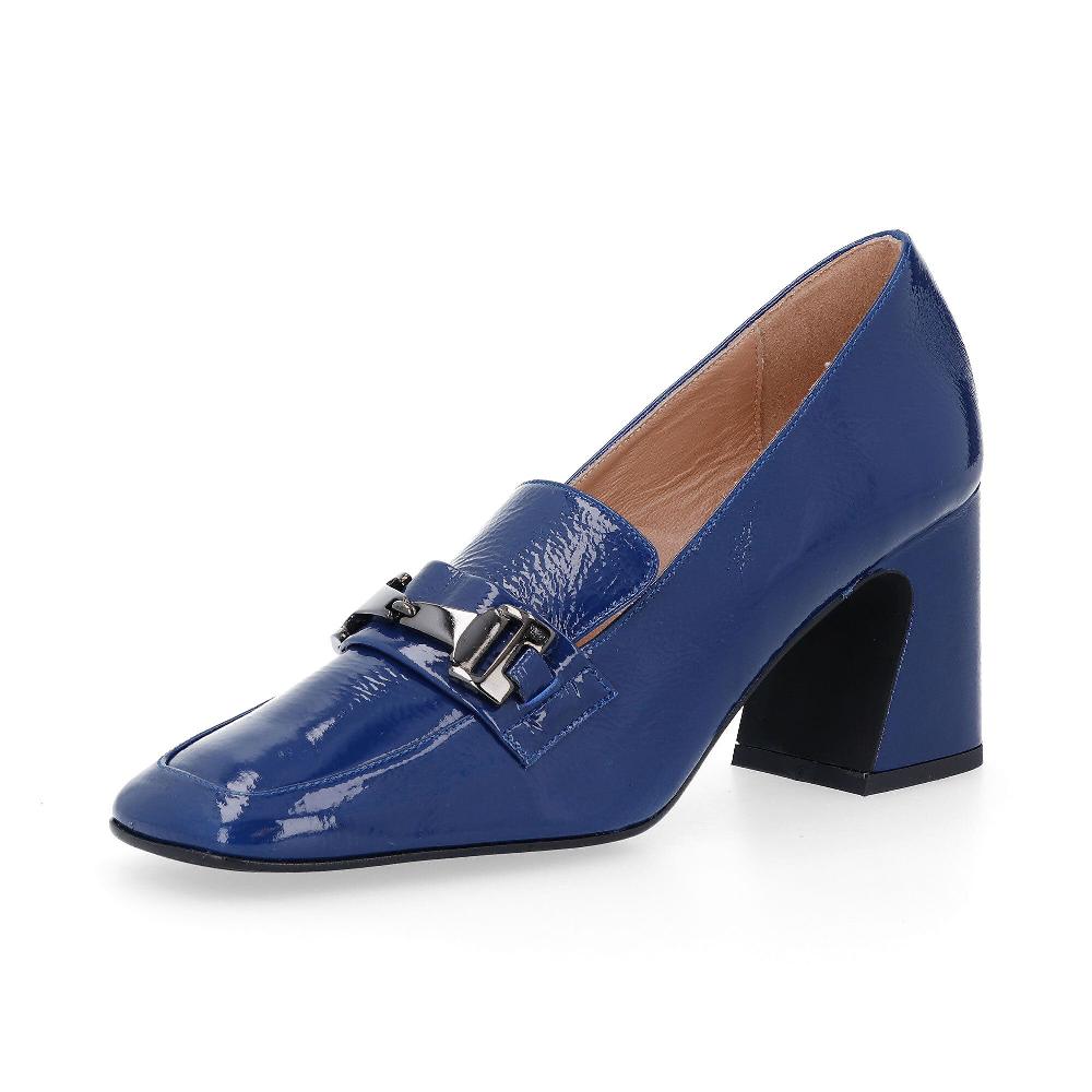 QVC Galieti Mocassini in pelle con motivo morsetto tacco 8cm