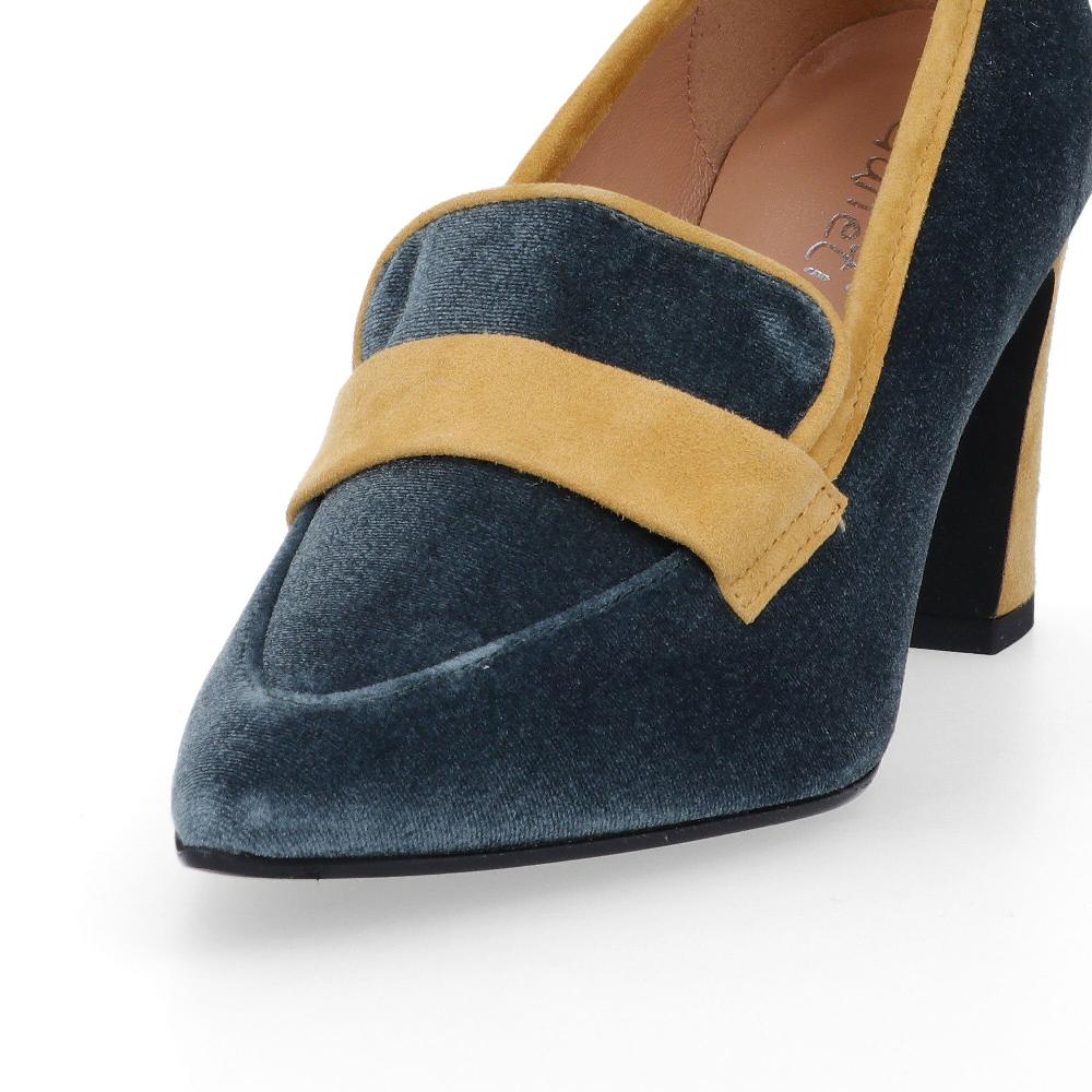 QVC Galieti Mocassini In Velluto Bicolori Con Tacco 8 Cm