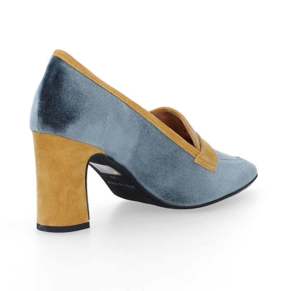 QVC Galieti Mocassini In Velluto Bicolori Con Tacco 8 Cm