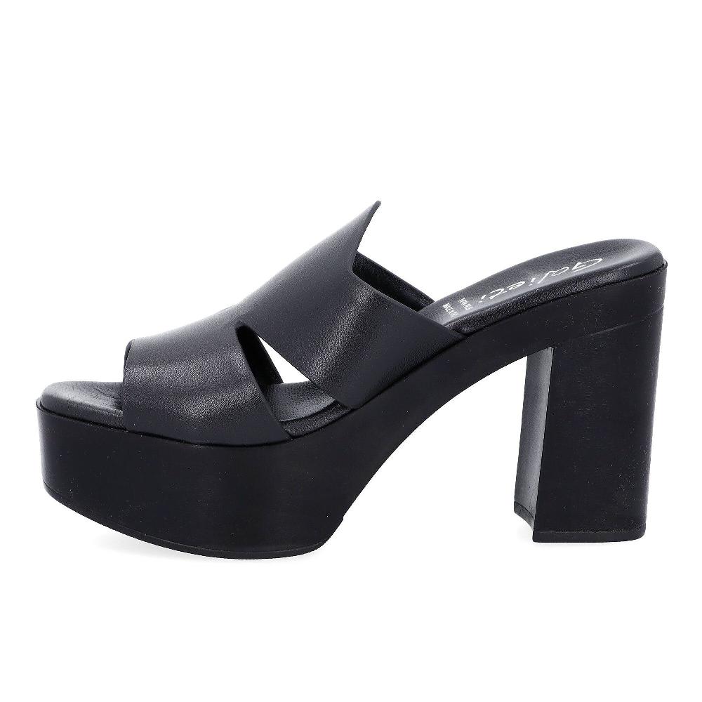QVC Galieti Sabot In Pelle Con Plateau E Tacco Effetto Legno 11 Cm