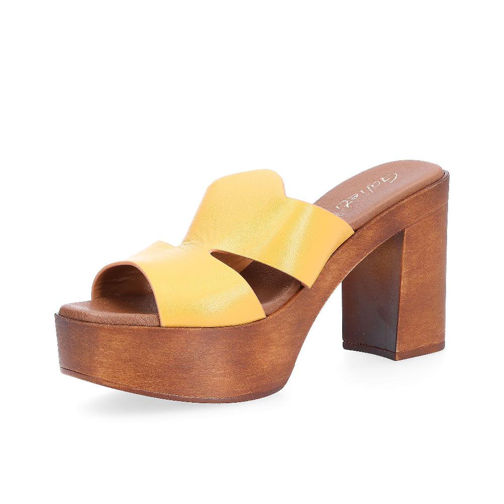 QVC Galieti Sabot in pelle con plateau e tacco effetto legno 11 cm