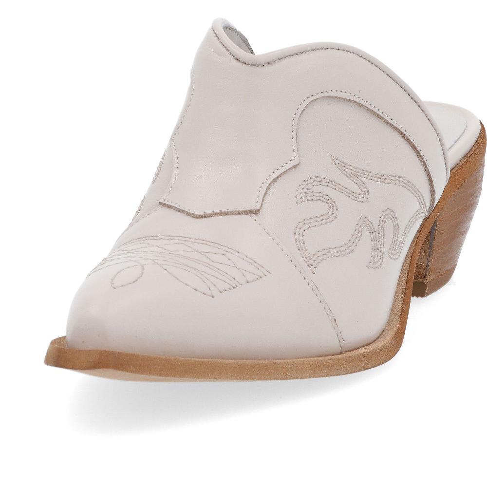 QVC Galieti Sabot In Pelle Con Ricamo Texano Tacco 5 Cm