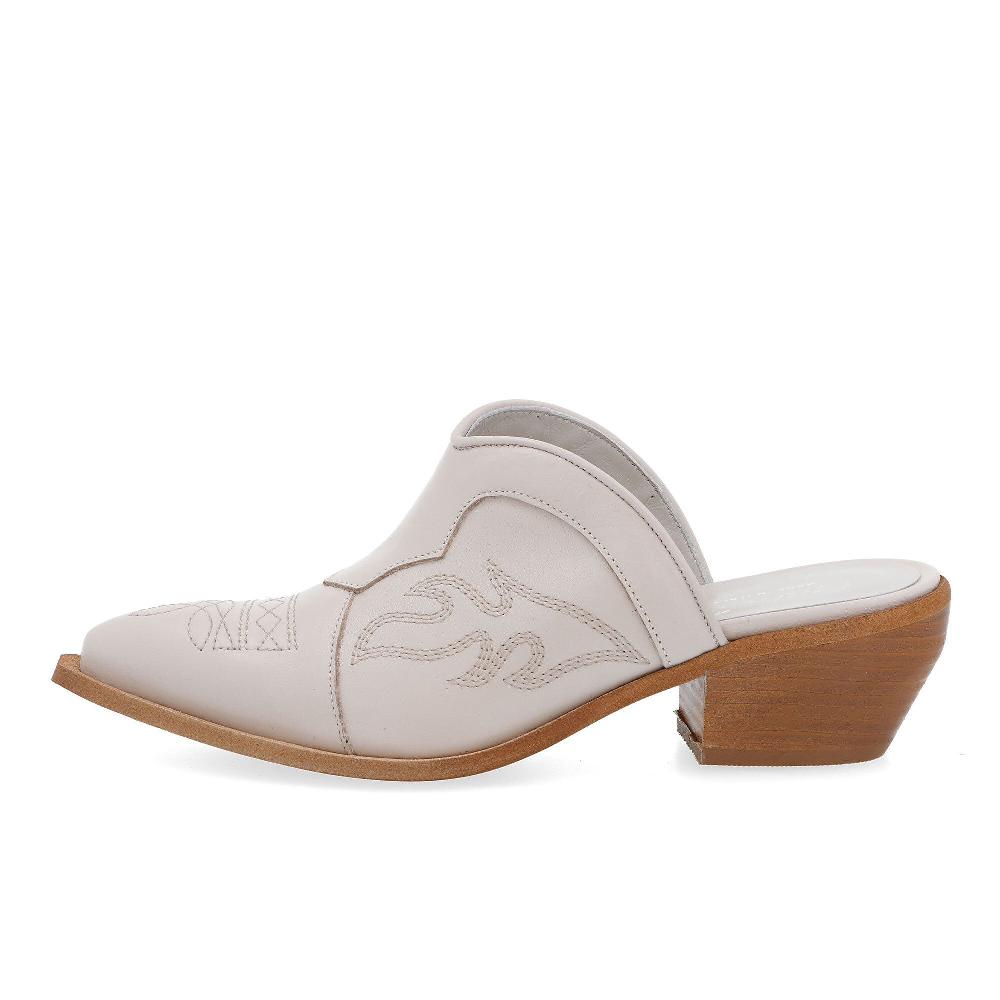 QVC Galieti Sabot In Pelle Con Ricamo Texano Tacco 5 Cm