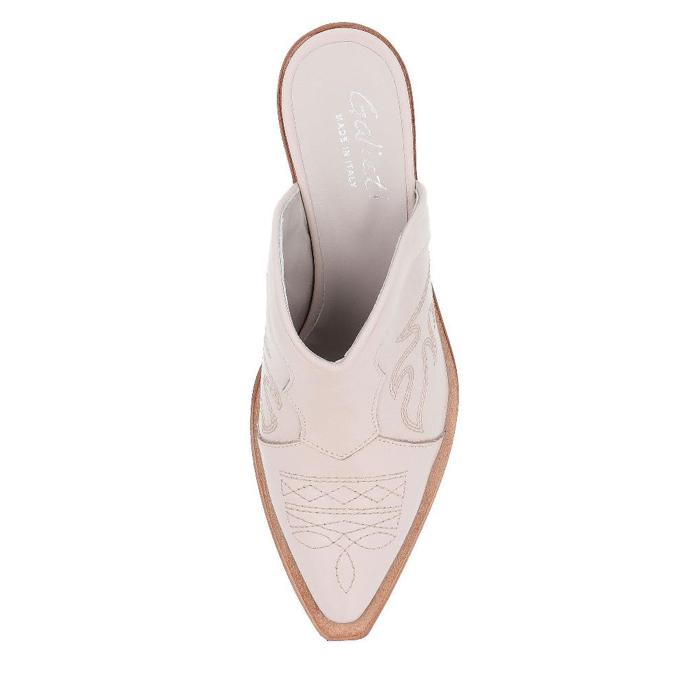 QVC Galieti Sabot In Pelle Con Ricamo Texano Tacco 5 Cm
