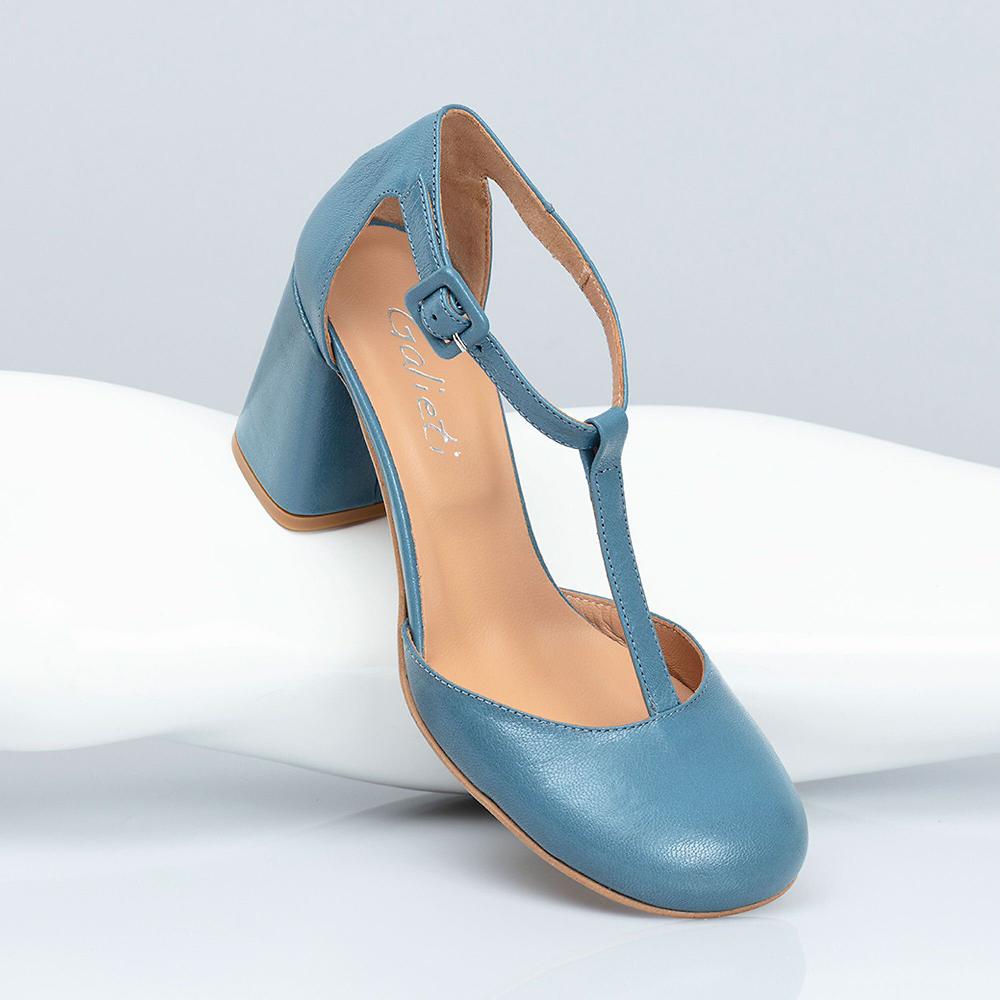 QVC Galieti Sandali A T In Pelle Con Punta Tonda E Tacco 7 Cm