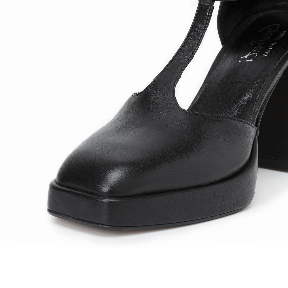 QVC Galieti Sandali A T In Pelle Con Tacco Ampio 9cm