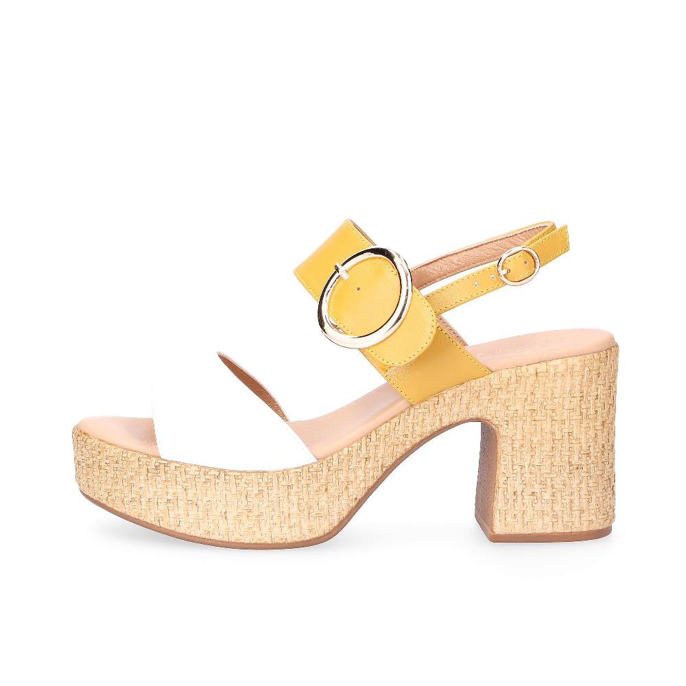 QVC Galieti Sandali Bicolori In Pelle Con Tacco 9 Cm E Plateau 3 5 Cm